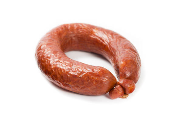 istock Boiled and smoked sausage on a white background 2 1469241943