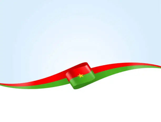 Vector illustration of Burkina Faso Flag Ribbon. Flag of Burkina Faso Long Banner on Background. Template. Space for Copy. Vector Stock Illustration