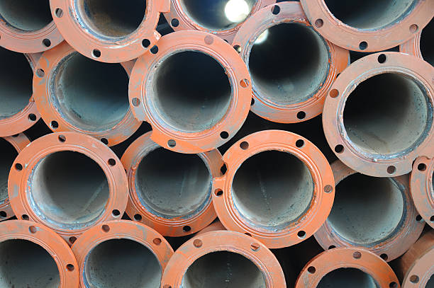 The round iron water pipe pile stock photo