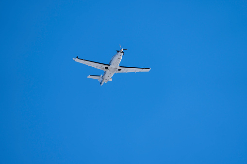 Medic aircraft flying high above