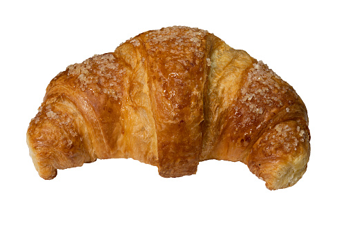 handcrafted croissant with sugar sprinkles, isolate, white background