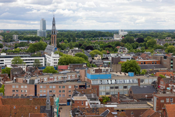 istock Aerial view rooftops downtown Dutch medieval city Groningen 1469254983