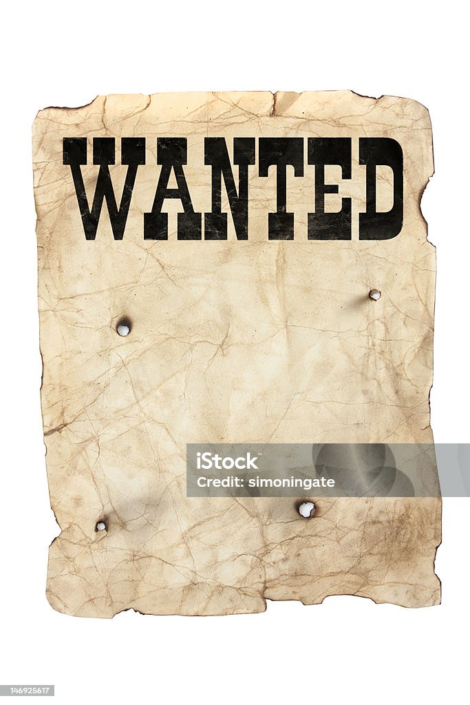 Wollte poster und bullet-Loch - Lizenzfrei Wanted - englisches Plakat Stock-Foto