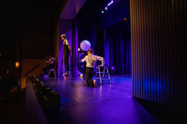 istock Small group of actors on stage during their performance 1469258065