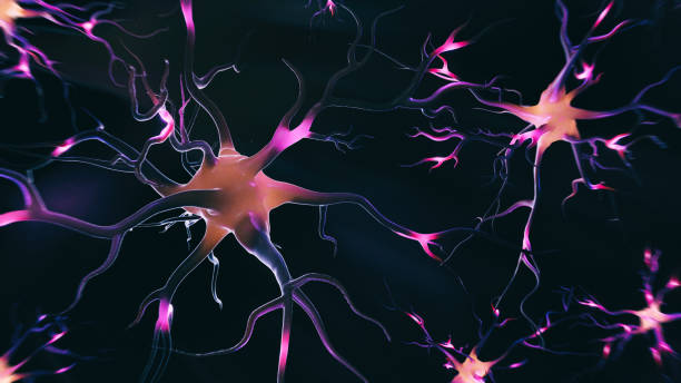 Abstract 3D image of neural cells stock photo