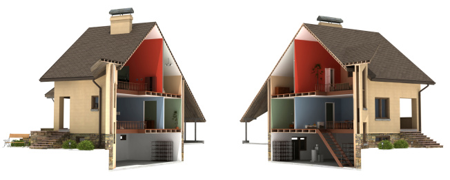 3D rendering of the house sliced