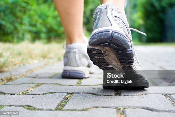 Sport Shoes Walking Stock Photo - Download Image Now - Power Walking, Running, Sidewalk