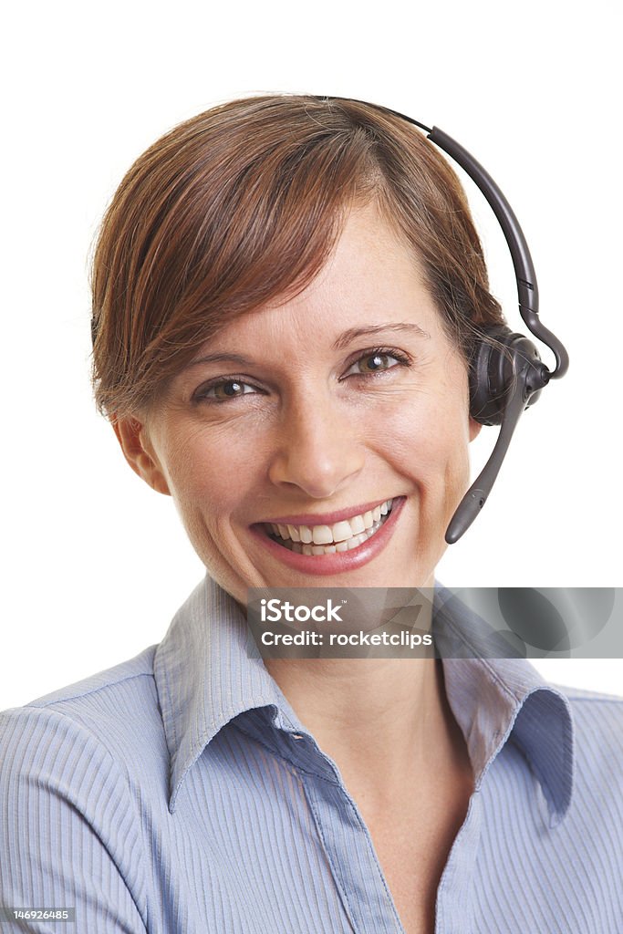 Giovane donna con telefono, cuffia - Foto stock royalty-free di Adulto