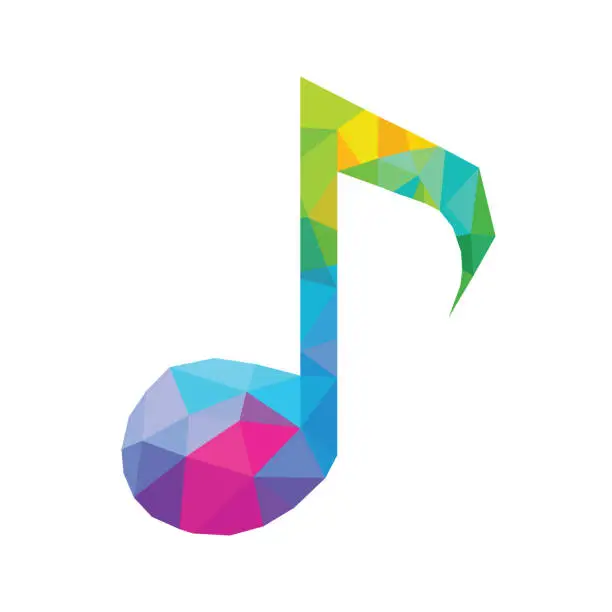 Vector illustration of Music Note Low Poly Colorful