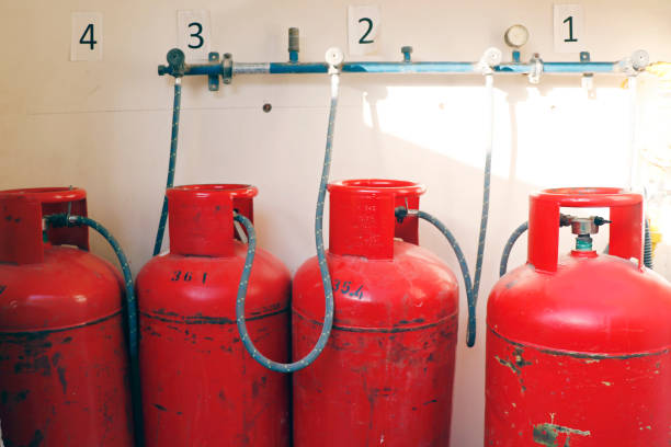 istock liquid petroleum gas (LPG) cylinders stored in a chamber 1469268153