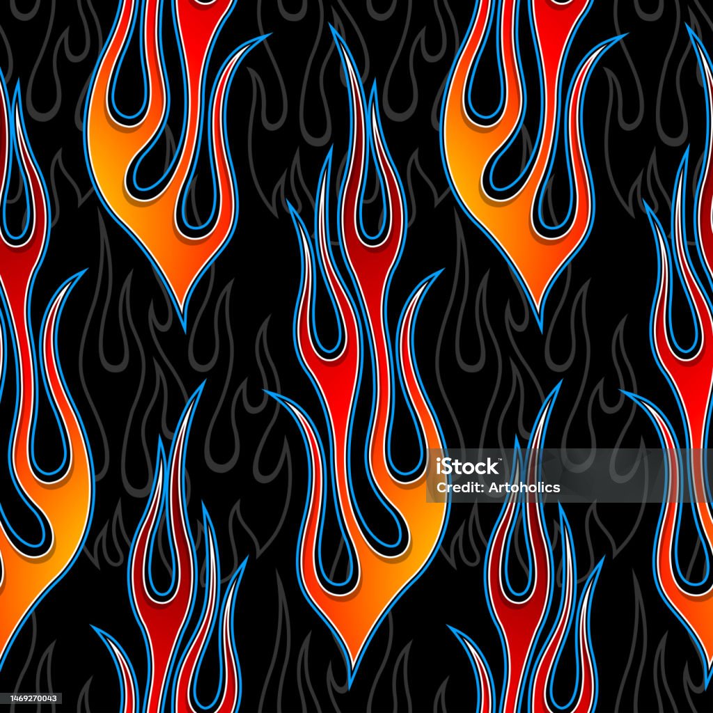 Seamless Pattern Vector Fire Flame Image Fire Repeating Tile Background ...