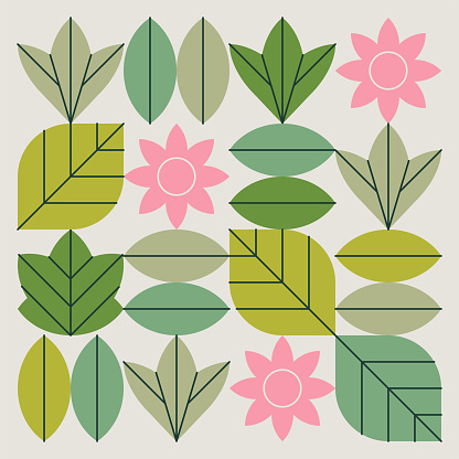 Geometric springtime flower & leaf graphics