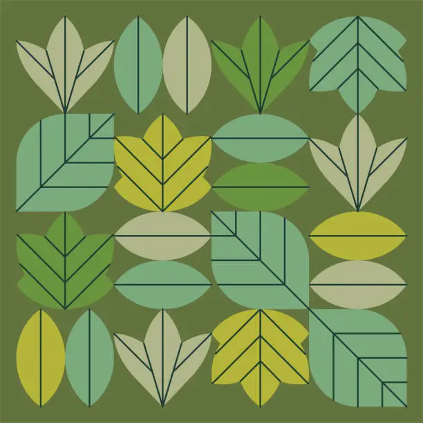 Vector illustration of Geometric summer leaf graphics