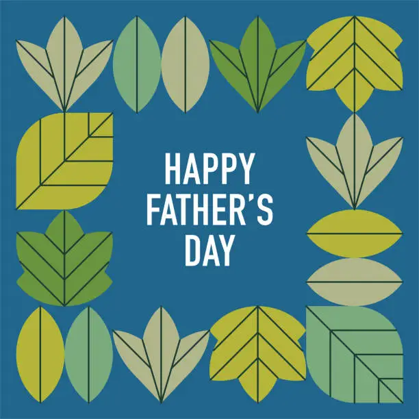 Vector illustration of Geometric happy Father's Day flower & leaf graphics