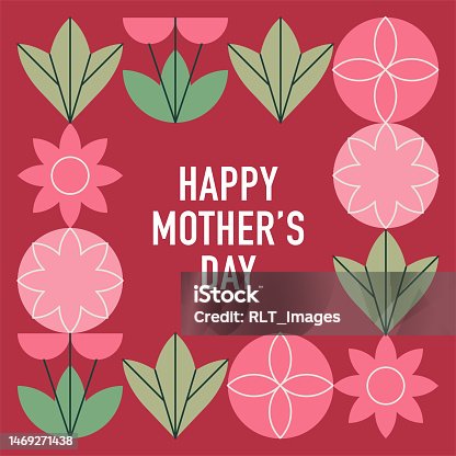 istock Geometric happy Mother's Day flower & leaf graphics 1469271438