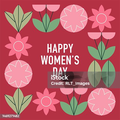 istock Geometric happy Women's Day flower & leaf graphics 1469271482