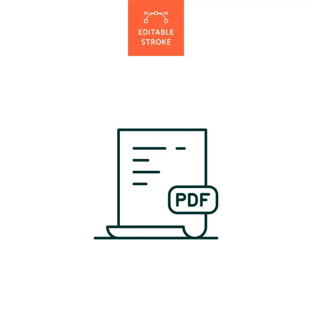Vector illustration of PDF File Line Icon with Editable Stroke. The Icon is suitable for web design, mobile apps, UI, UX, and GUI design.