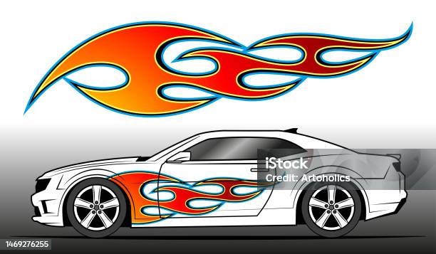 Fire Flames Racing Car Decal Vector Art Graphic Burning Tire And Flame Car  Vinyl Decal Stock Illustration - Download Image Now - iStock