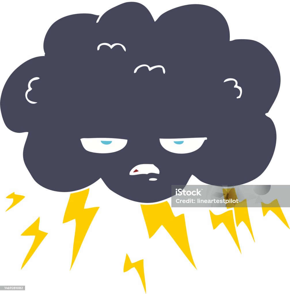 Thundercloud Vector Flat Color Illustration Of Thundercloud Stock Illustration - Download ...