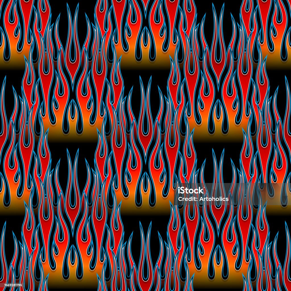 Burning Fire Flame Seamless Pattern Vector Art Image Fire Repeating ...