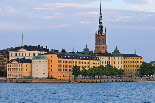 Stockholm skyline at twilight featuring Gamla stan and Riddarholmen (Sweden).