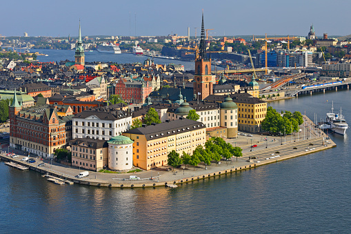 aerial view of the Stockholm skyline (Sweden).