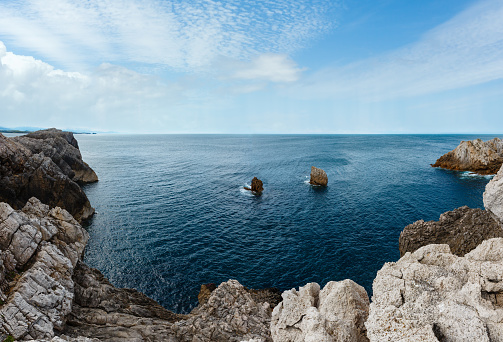 Atlantic Ocean rocky coastline landscape (Spain).