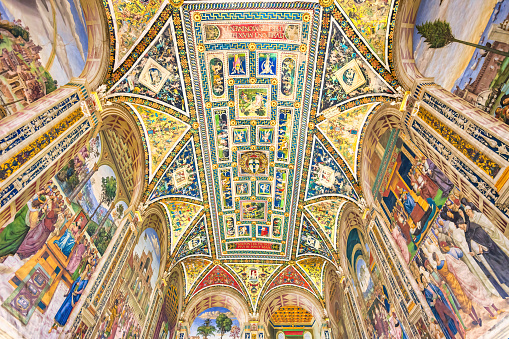 Decorated ceiling of Marble hall  in Melk abbey, Austria