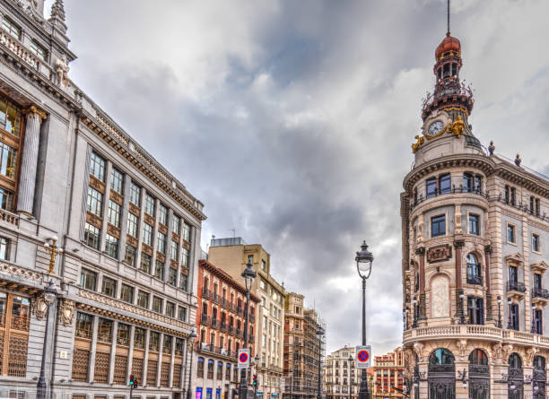 istock Luxury buildings in downtown Madrid on a cloudy day 1469297141