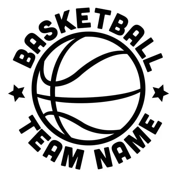 Vector illustration of Basketball sports logo template, vector art image illustration, basketball team black and white sport logo template, t-shirt design, sticker, decal.
