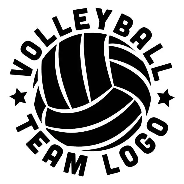 Vector illustration of Volleyball sports logo template, vector art image illustration, volleyball team black and white sport logo template, t-shirt design, sticker, decal.