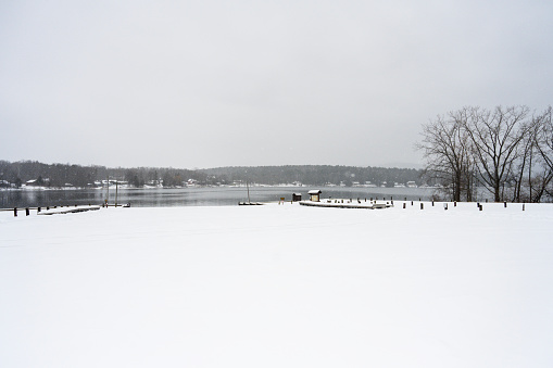 Winter scene on the edge of Lake Champlain in Willsboro