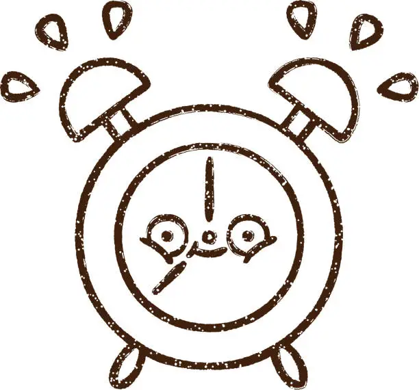 Vector illustration of Alarm Clock Charcoal Drawing