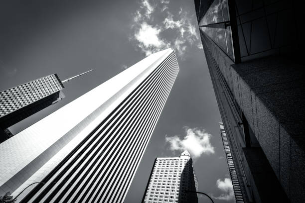 istock Chicago buildings and patriot flag 1469304027