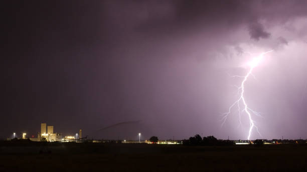 istock Lightning Strikes near Factory 1469308846