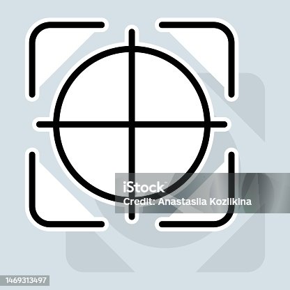 istock Aim set icon. Weapons, shooting, target, victim, optics, zoom, collimator, war, targeted advertising. Advertising concept. Vector sticker line icon on white background 1469313497