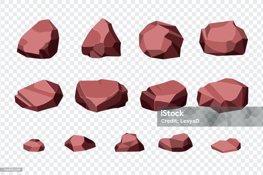 Ore Rocks Vector Rock And Stones Set Different Shape Ore Boulder Collection Vector ...