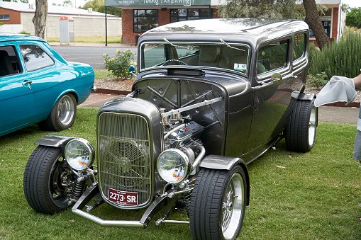 Hot rod with club plates at Tongala Show and Shine