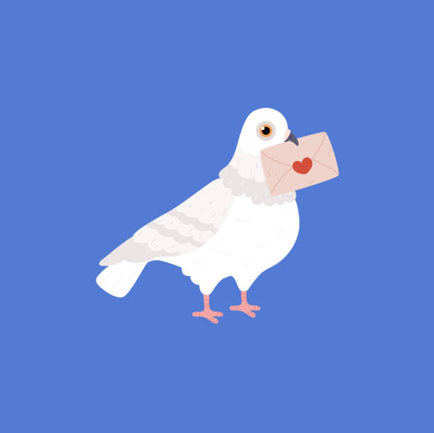 istock White pigeon standing with sealed love envelope in beak flat style 1469325878