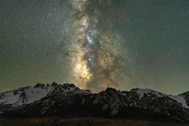 istock Qinghai plateau area snow mountain with milky way 1469331021