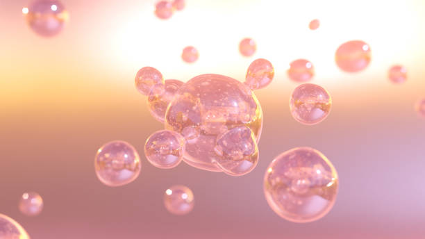 A nourishing serum is produced when bubbles combine stock photo