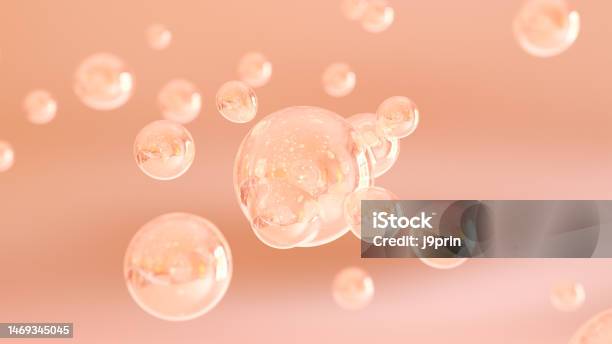 Bubbles Merge And Become A Nourishing Serum Stock Photo - Download Image Now - Abstract, Beauty, Beauty Product