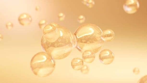 Bubbles merge to form a nutritious serum stock photo
