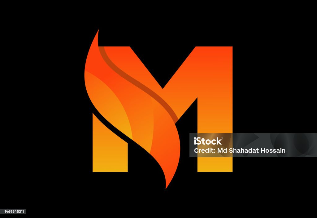 Object Intial M Initial M Monogram Letter With A Swoosh Or Flame Fire Flames Or Swoosh ...