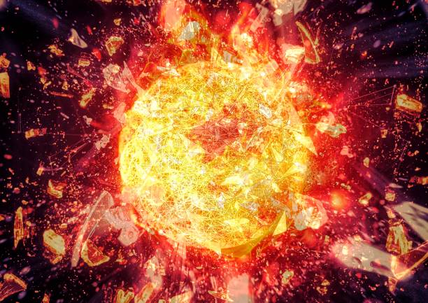 3d illustration of fireball burning in science concept