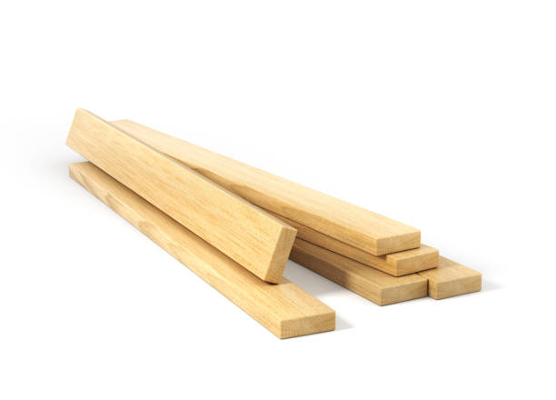 Wooden beams on a white background. 3d illustration
