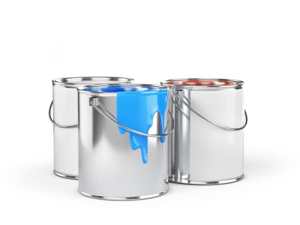 istock Paint cans on a white background. 3d illustration 1469360333