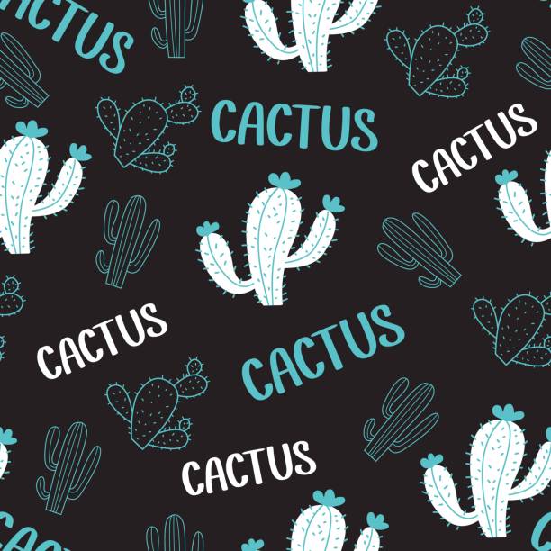 ilustraciones, imágenes clip art, dibujos animados e iconos de stock de patrón sin costuras al aire libre wild green cactus vector graphic - abstract backgrounds botany cactus