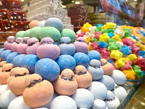 Colourful turkish delights and sweets, Istanbul