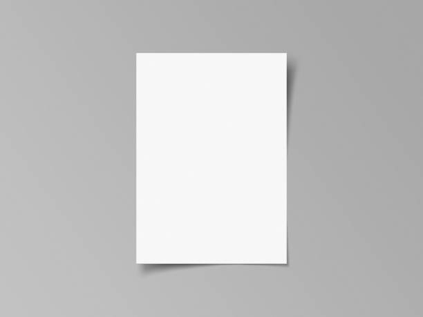 istock Empty vertical A5, A4, A3, size Poster, Flyer, Letter mockup pasted on isolated grey background with shadow on wall. Display mock up for presentation. Clean white printout mock-up for invitation 1469368456